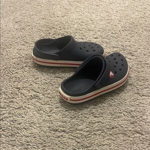 CROCS Kids Navy Water Shoes with Red Stripe